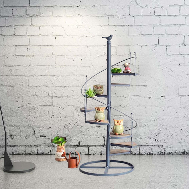 Elegant spiral-shaped plant stand for balcony and garden arrangements Bowlift