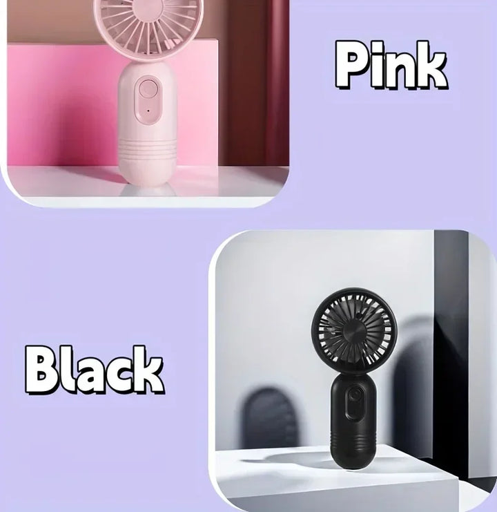 Mini Handheld USB Fan – 3-Speed Strong Wind Portable Desk Fan, Rechargeable for Students, Office, Outdoor, Travel, and Camping | Bowlift