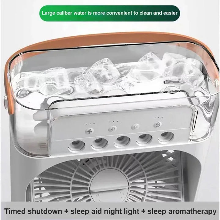 Portable USB Electric Fan with LED Night Light and Water Mist - 3-in-1 Air Humidifier for Home | Bowlift