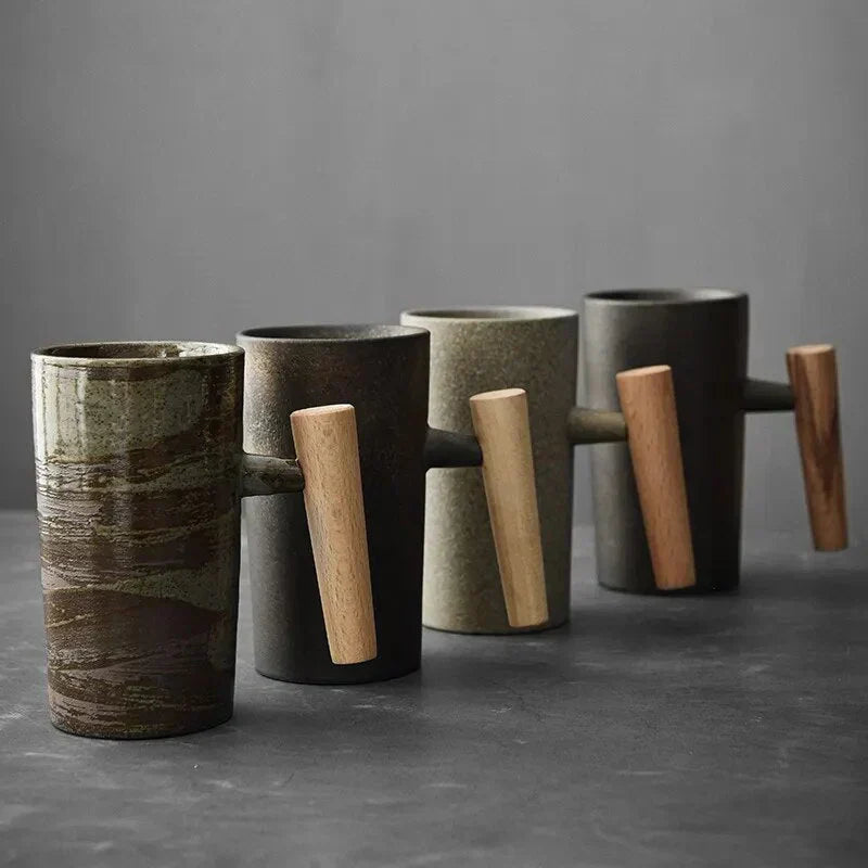 ScandiSip Ceramic Mug – Minimalist Scandinavian Design with Wooden Handle | Bowlift