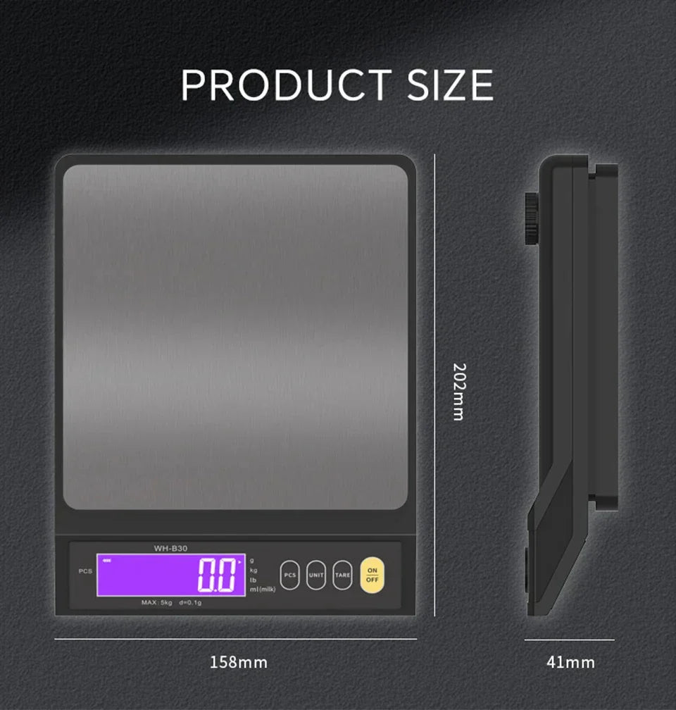 BowLift | 5 kg/0.1 g and 10 kg/1 g digital electronic kitchen scale, LCD display, fully waterproof stainless steel weighing tool for baking