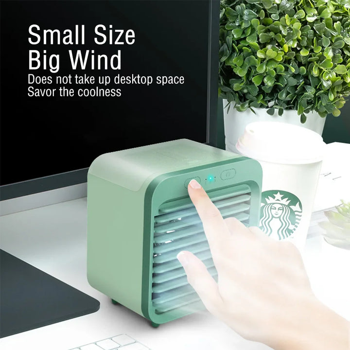 BowLift | Coolivio Mini AirCooler | Portable 3-in-1 USB Fan with Air Humidification & Cooling Function | 3 Levels | 2500 mAh Battery | For Office, Travel & Home