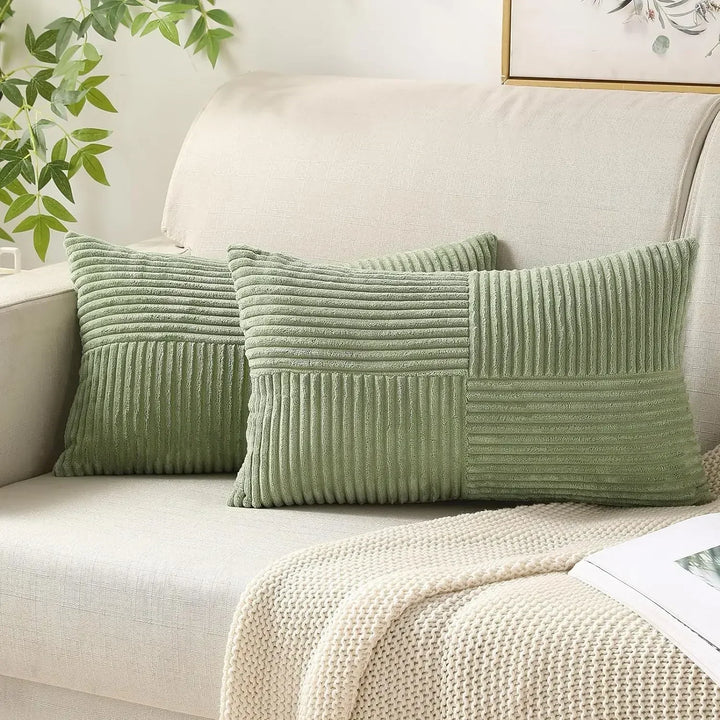 BowLift | VelvetAura Cushion Cover - Stylish Striped Cushion Covers in Luxury Corduroy Set