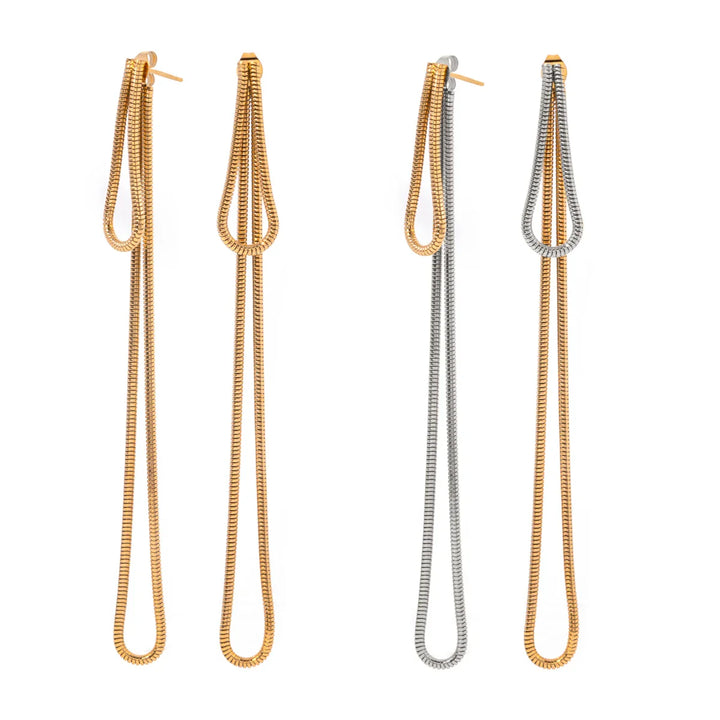 BowLift | Classy Snake Chain Tassel Stud Earrings