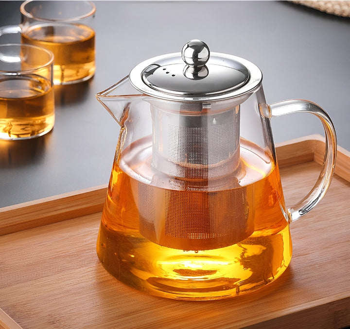 Heat-resistant tea set made of borosilicate glass – with filter | Ideal for brewing flower tea | Bowlift