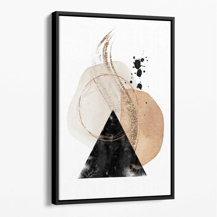 Abstract black beige watercolor shapes canvas No. 3 | Bowlift