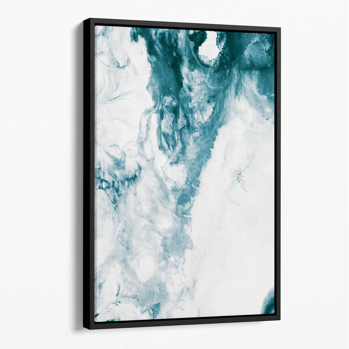 Abstract Teal and White Canvas Wall Art Brushstrokes No. 3 | Bowlift