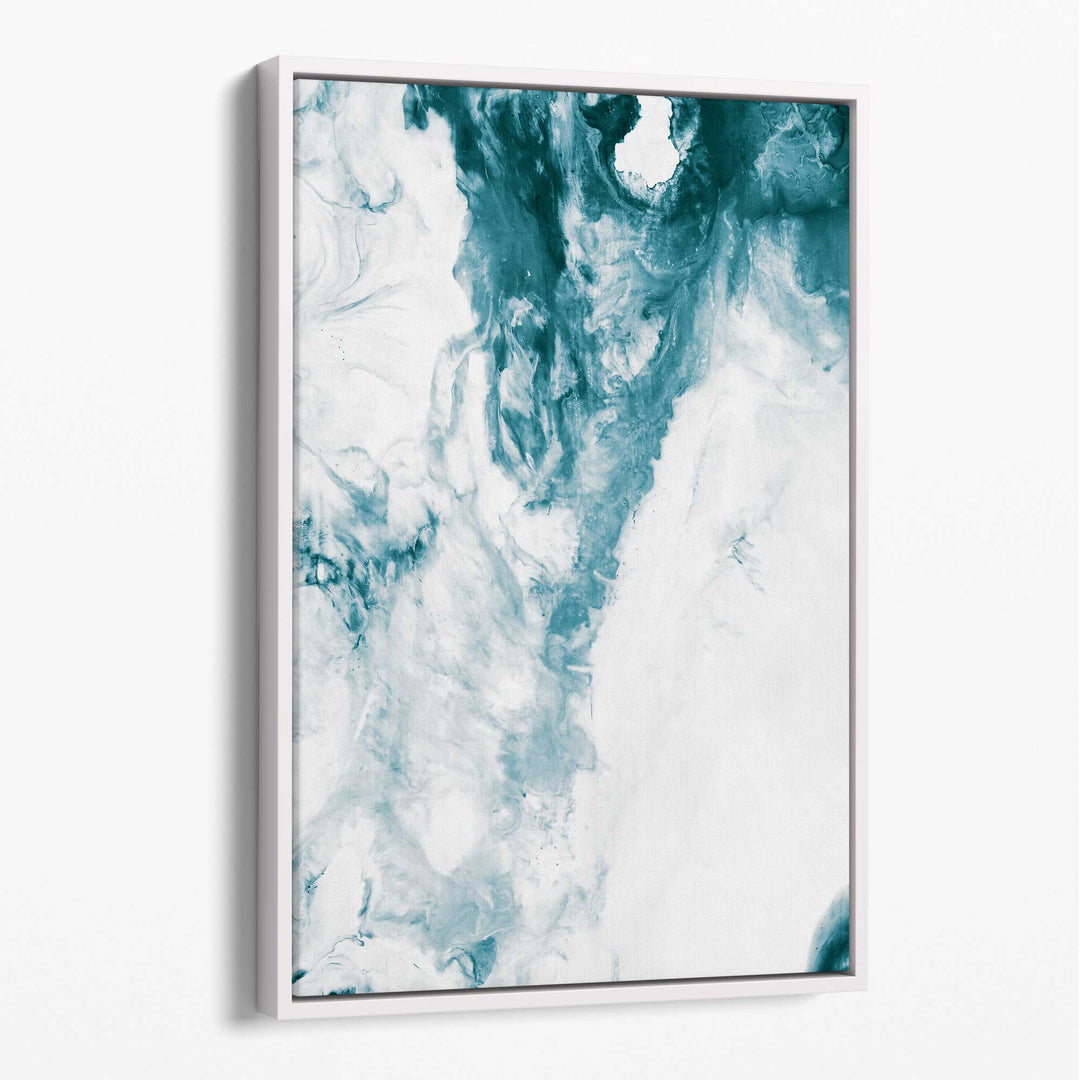 Abstract Teal and White Canvas Wall Art Brushstrokes No. 3 | Bowlift