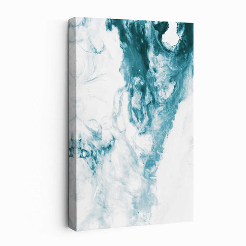 Abstract Teal and White Canvas Wall Art Brushstrokes No. 3 | Bowlift