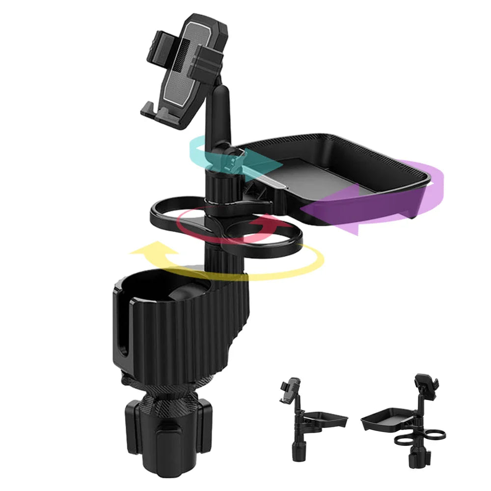 BowLift | 3 In 1 Adjustable Car Cup Tray with Phone Holder
