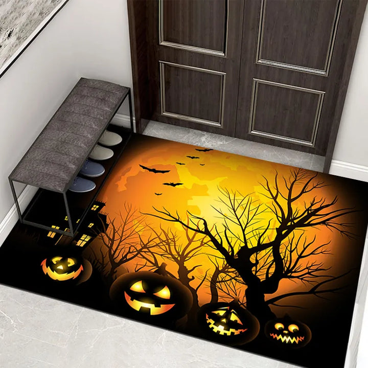 Creepy Halloween Doormat – Non-Slip Door Mat with Pumpkin and Ghost Design for the Entrance Area | Bowlift
