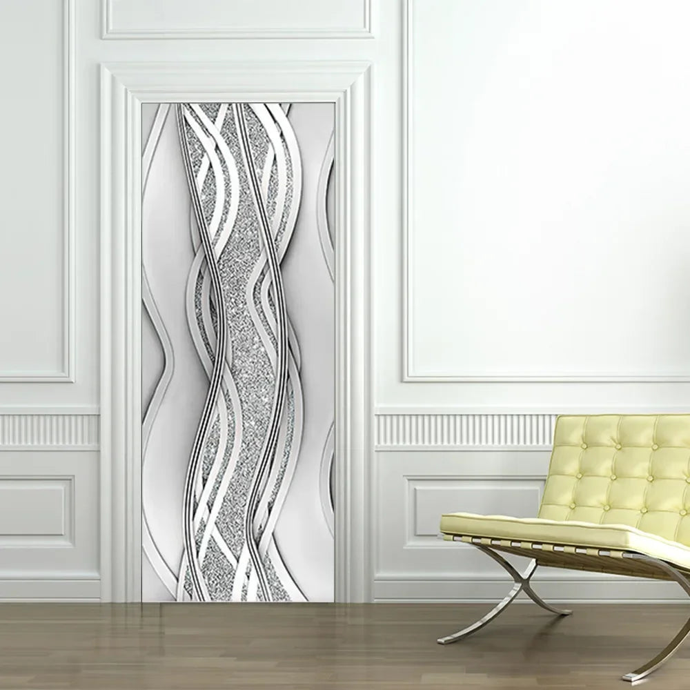 Modern Abstract Pearl Geometric Door Sticker Mural Removable PVC Vinyl Peel N Stick Wall Art Mural Decal For Interior Doors Creative DIY Home Decor | Bowlift