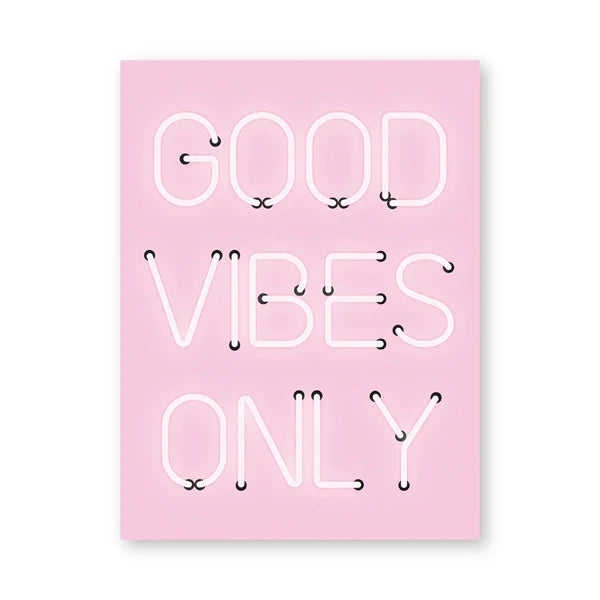 Good Vibes Only Neon Pink Poster Wall Art Fine Art Canvas Prints Positivity Picture For Living Room Girl's Bedroom Salon Art Decor | Bowlift