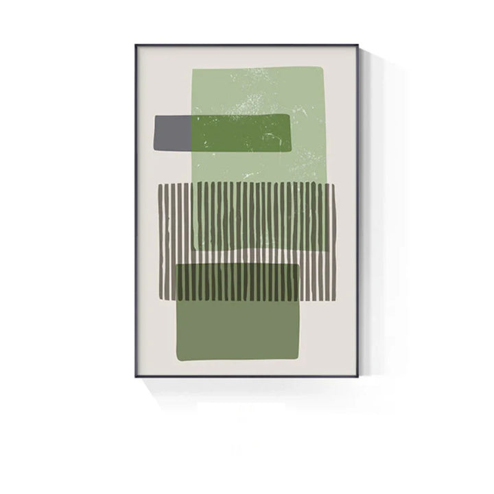Abstract Green Geometric Line Art Wall Art Fine Art Canvas Prints Pictures For Modern Apartment Living Room Home Office Art Decor | Bowlift