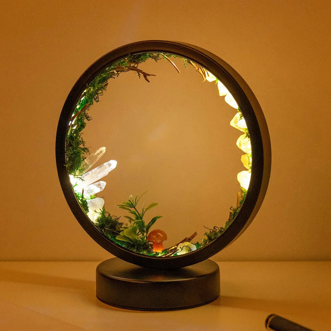 BowLift | Elegant night light - Round frame - Green crystals - Chic decoration