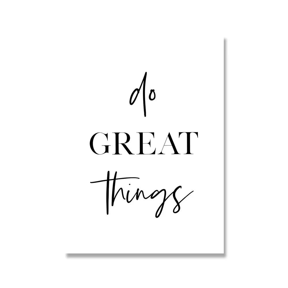 Do Great Things Motivational Quotations Daily Mantra Poster Wall Art Fine Art Canvas Prints Black White Pictures For Living Room Home Office Decor | Bowlift