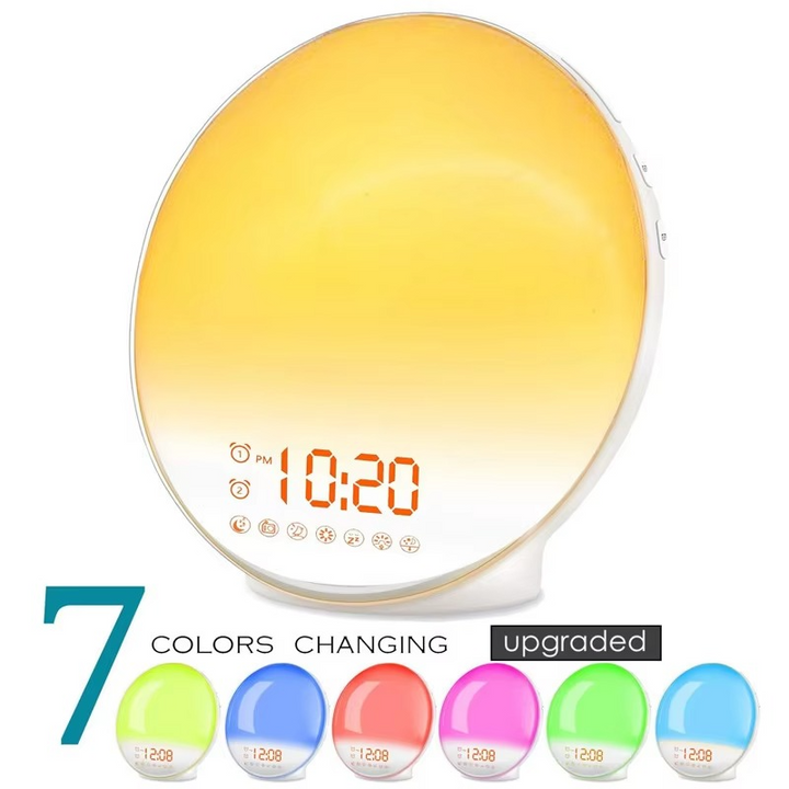 BowLift | Wake Up Light Alarm Clock with Sunrise Simulation, Sunset Mode, Night Light and FM Radio
