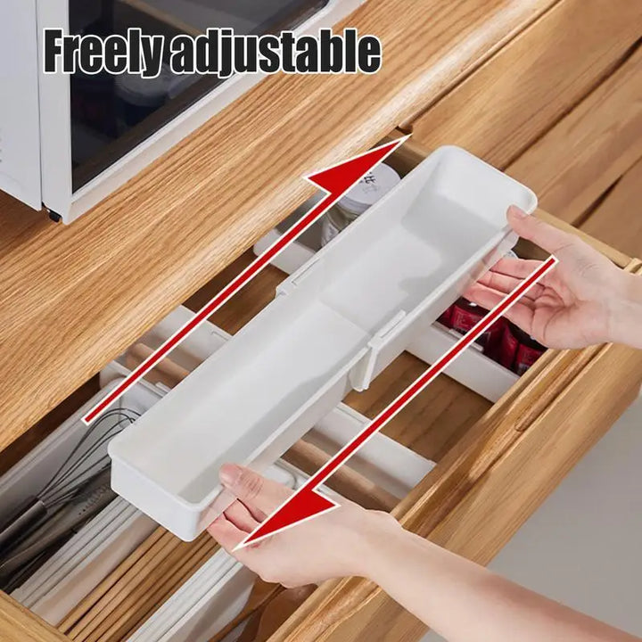 BowLift | FlexiSort Cutlery Tray | Expandable Cutlery Organizer | Flexible & Space-Saving | White