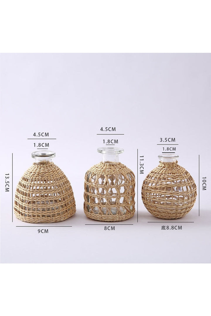 Akademie Rattan Glass Vases | Bowlift