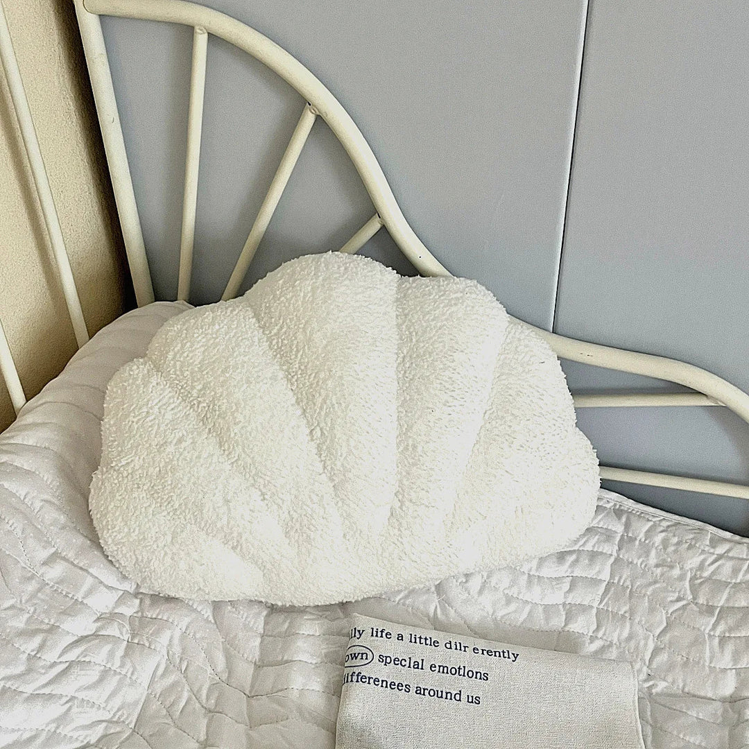 Pastel Shell Cushion – Fluffy Bouclé Plush Pillow | Bowlift