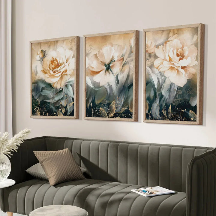 Serene Pastel Petals Floral Abstract Wall Art Fine Art Canvas Prints Modern Botany Pictures For Living Room Dining Room Art Decor | Bowlift