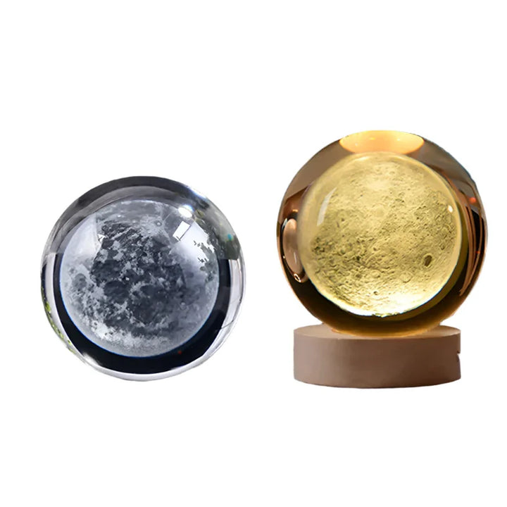 3D Crystal Night Light LED - Starry Sky Projector with Wooden Base, Romantic Lighting for Bedroom & Gifts | Bowlift