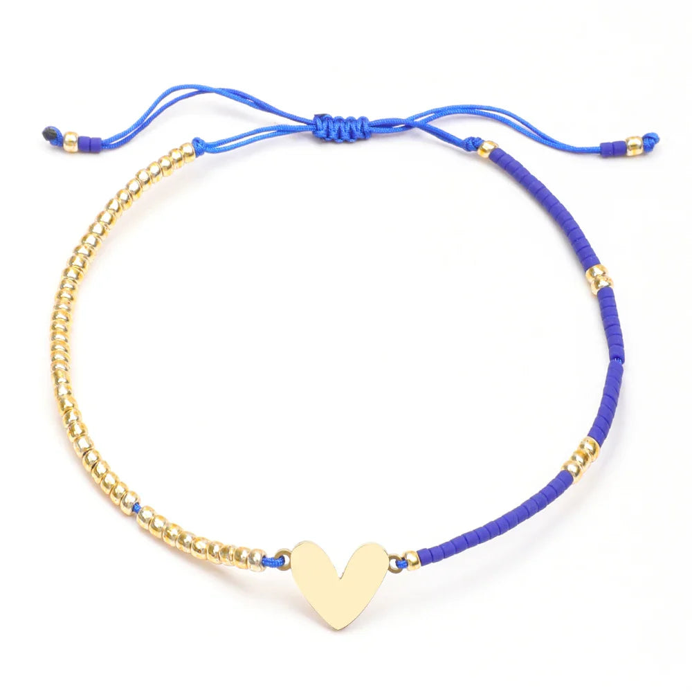 BowLift | Adjustable Dainty Beaded Flat Heart Bracelet