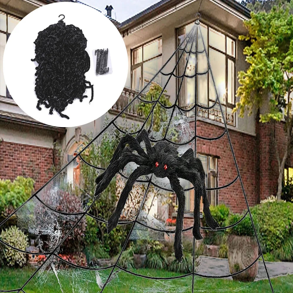 BowLift | CreepyWeb XXL Spider Web | Triangular | 5 m | Fluffy Halloween Decoration for Garden & Home