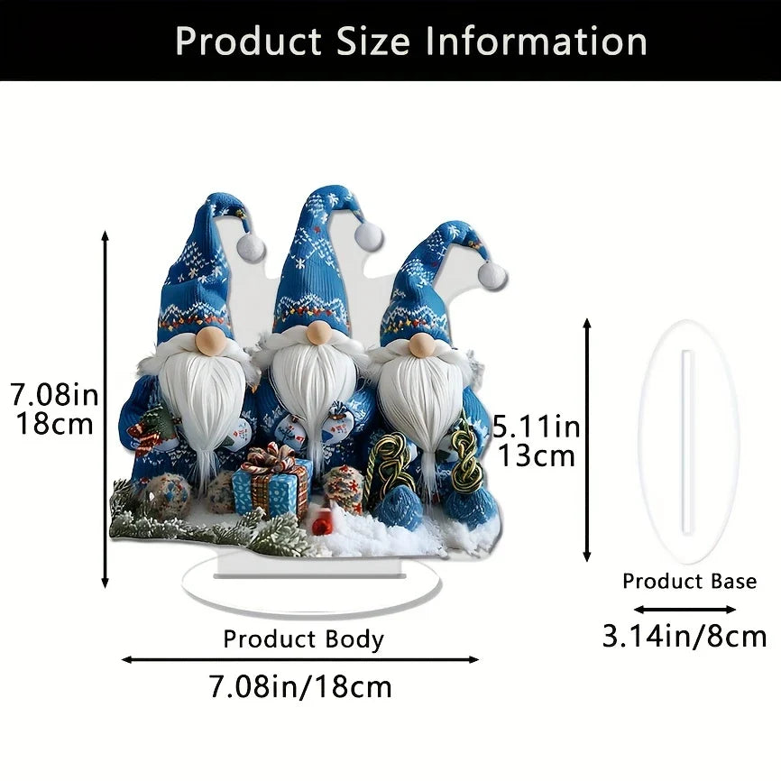 BowLift | GlasNordic Christmas Gnome Decoration | Acrylic Table Figure 18 cm | 3 Gnomes in Blue | Festive Decoration for Living Room, Kitchen & Office