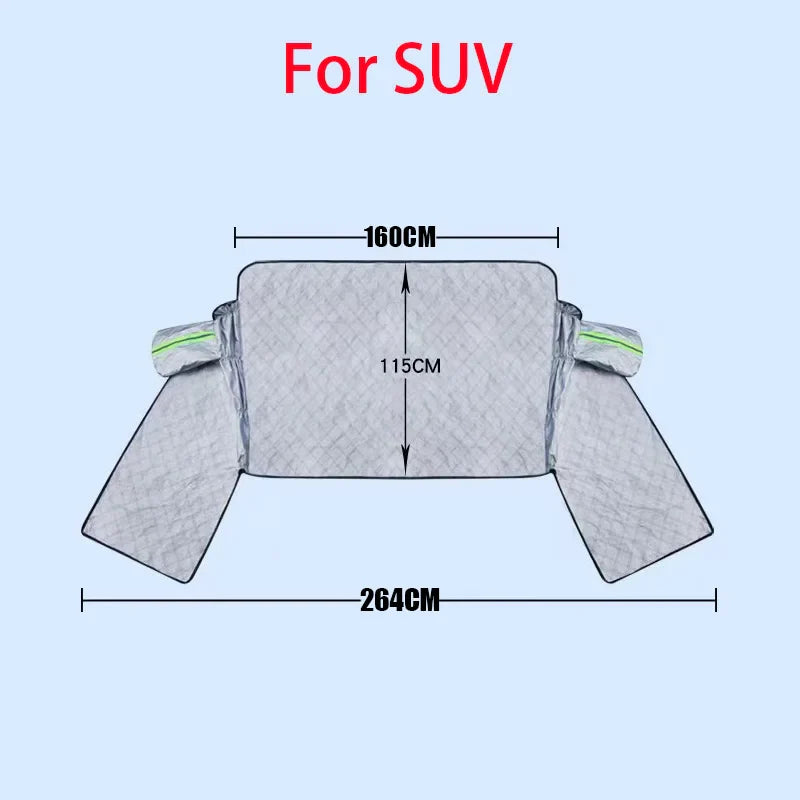 BowLift | FrostGuard Ultra | Extra Large Car Windshield Cover | 3-Window Design | Protection Against Snow, Ice, Sun & Dust | Windproof & Quick Installation