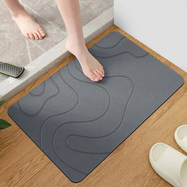 BowLift | Drysera Bath Mat | Bath Mat Stone Look | Quick Drying & Non-Slip | 40 × 60 cm | Diatomite & Rubber
