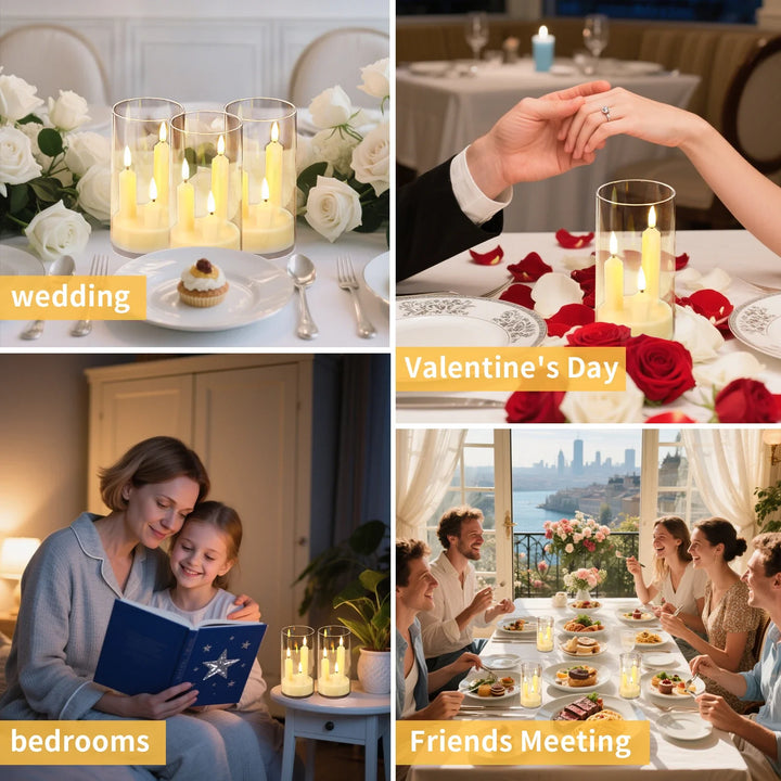 BowLift | Lunavera | Flameless LED Stick Candle 3-in-1 | With 15 cm Lampshade | Battery-operated & Flickering Light | For Christmas, Wedding & Decor