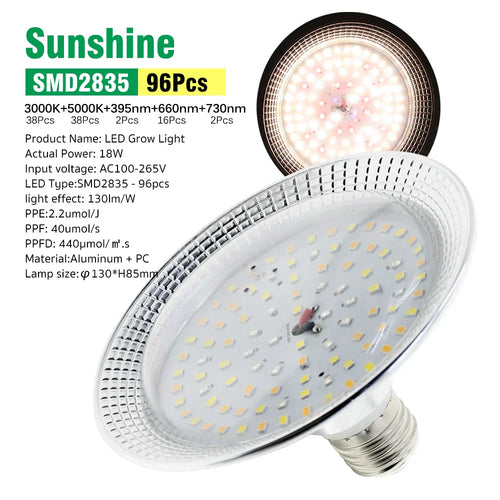 BowLift | Solura Plant Lamp | E27 LED 18W | Full Spectrum Daylight | For Houseplants & Greenhouse
