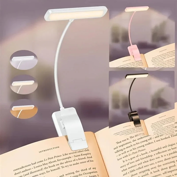 BowLift | Flexible Reading Lamp USB Rechargeable with Dimmable Light Colors and Clip