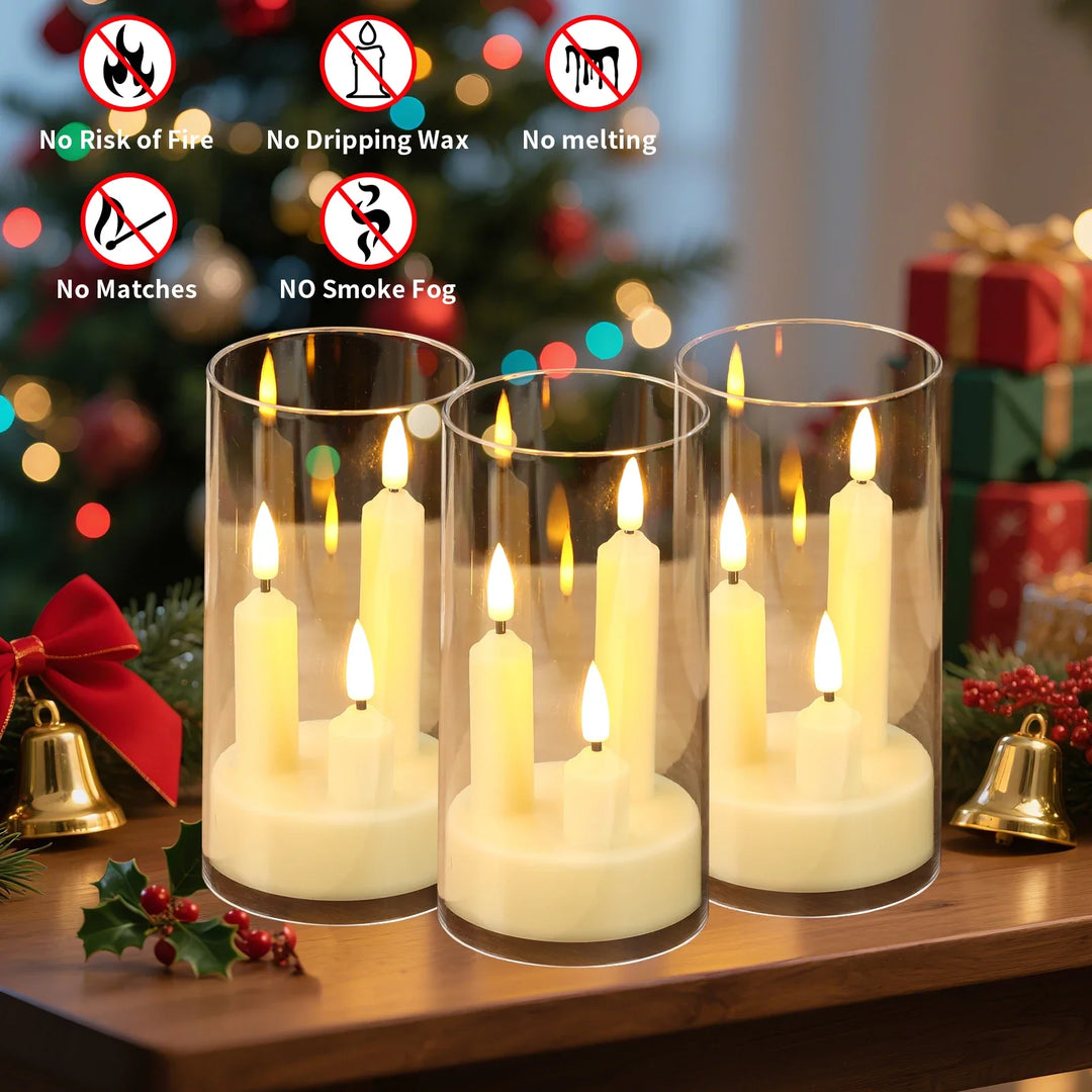 BowLift | Lunavera | Flameless LED Stick Candle 3-in-1 | With 15 cm Lampshade | Battery-operated & Flickering Light | For Christmas, Wedding & Decor