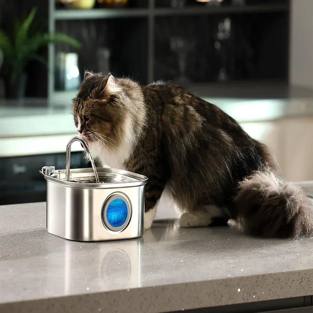 BowLift | Felindra Cat Drinking Fountain Made of Stainless Steel | Flowing Water for Better Hydration | Quiet & Hygienic | 2.5 L Capacity