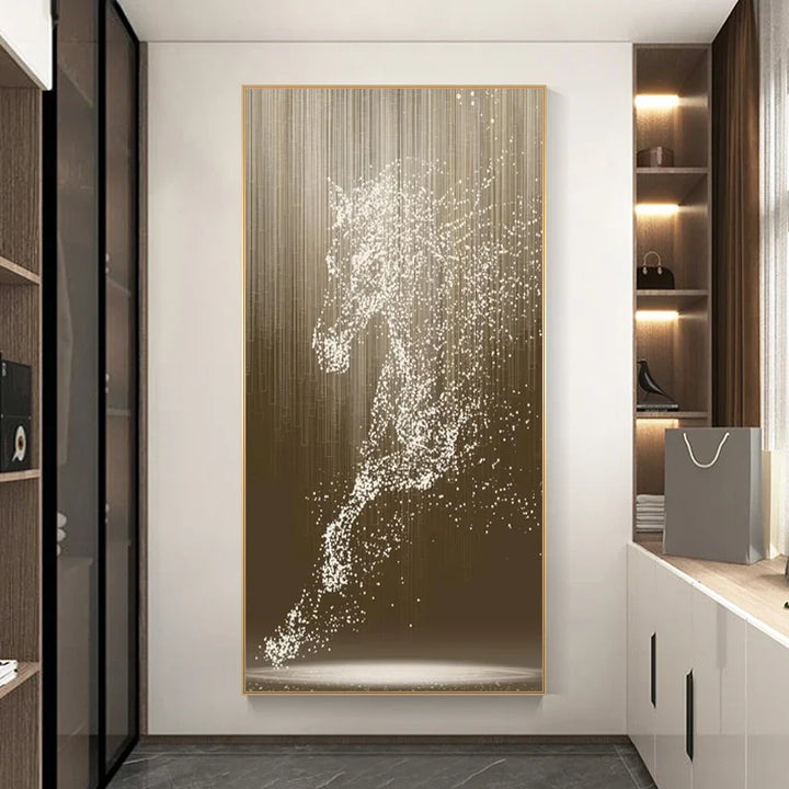 Minimalist Abstract Light Splash Horse Wall Art Fine Art Canvas Prints Equestrian Pictures For Modern Living Room Entranceway Foyer Art Decor | Bowlift