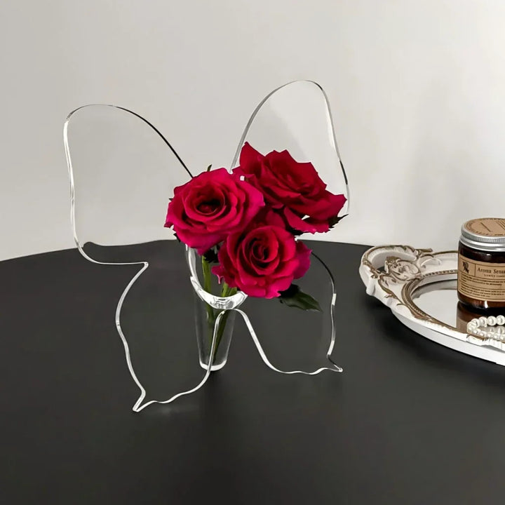 Artistic Butterfly Clear Flower Vase | Bowlift