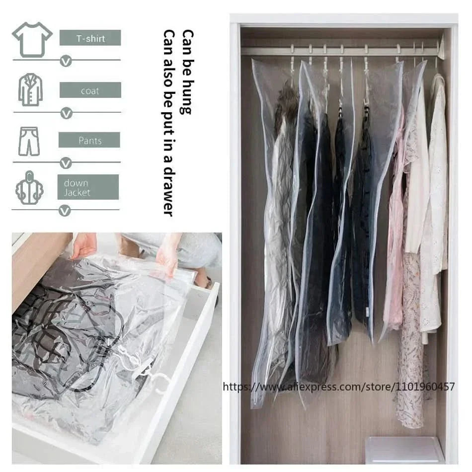 BowLift | VACUUM STORAGE BAGS – Hanging Vacuum Storage Bags for Clothes – Space Saving & Dustproof (Set of 3)