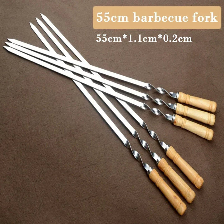 BowLift | GrillMaster Pro Grill Skewers | Extra Long Stainless Steel Skewers with Wooden Handle | Set of 6