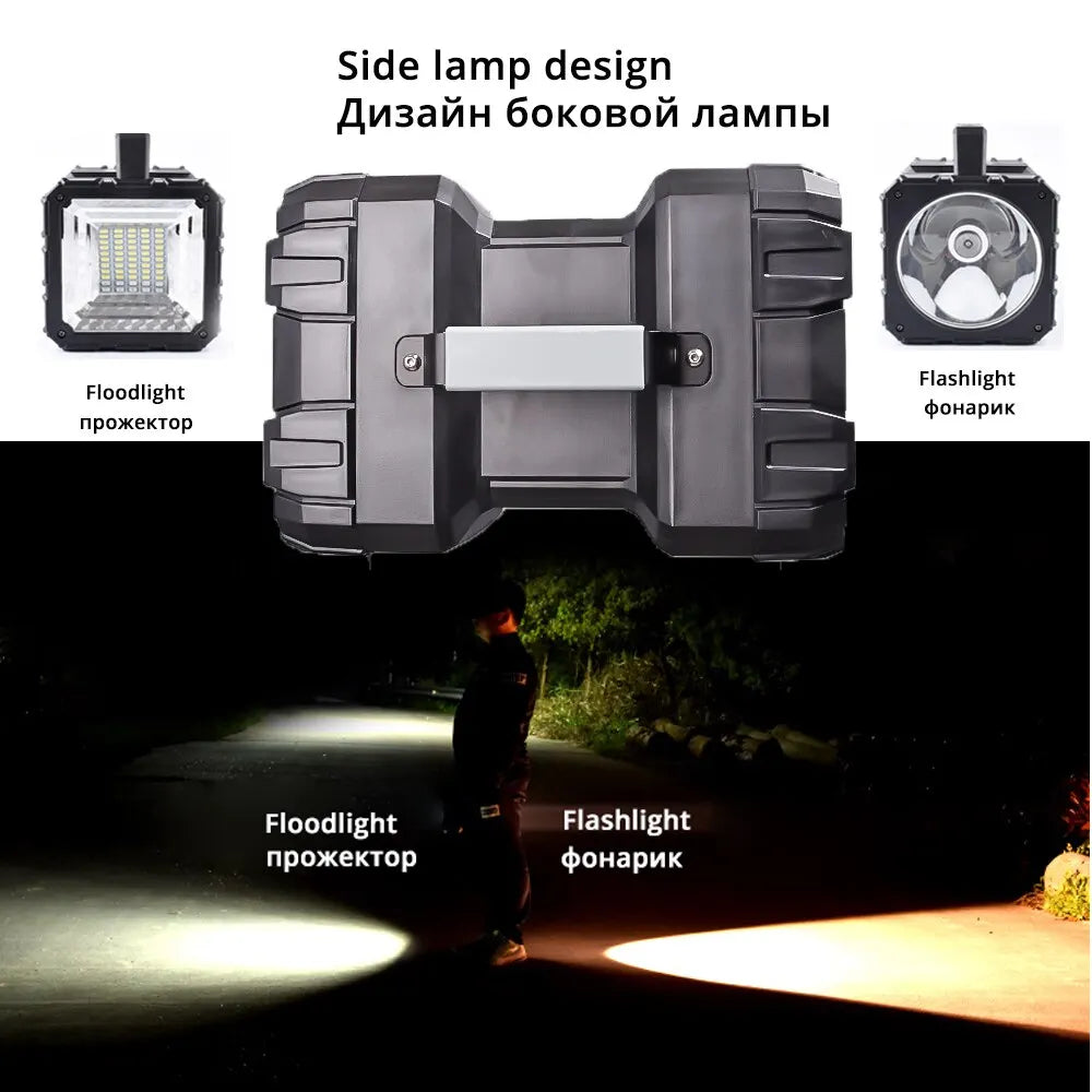BowLift | LED Battery Spotlight DualonX Pro | 40 W | Double Lamp with 7 Light Modes | Rechargeable & Waterproof IP64 | Power Bank Function