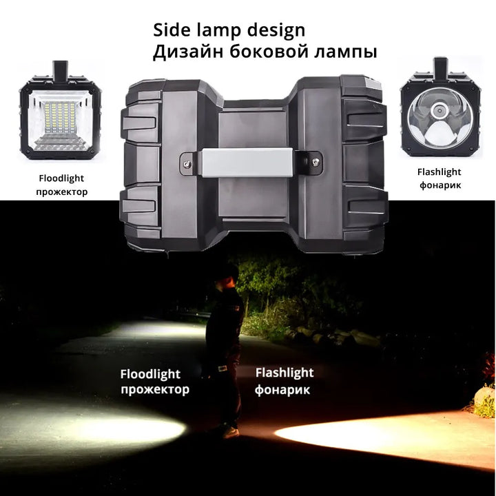BowLift | LED Battery Spotlight DualonX Pro | 40 W | Double Lamp with 7 Light Modes | Rechargeable & Waterproof IP64 | Power Bank Function
