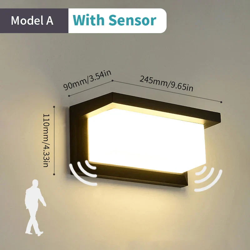 BowLift | LED wall light with radar motion sensor – 16W waterproof light for indoor and outdoor use, cold and warm white light, AC85-265V