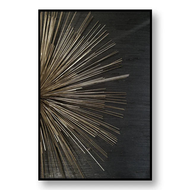 Abstract Black Golden Tree Rings Wall Art Fine Art Canvas Prints Light Luxury Pictures For Living Room Foyer Entranceway Reception Room Art Decor | Bowlift