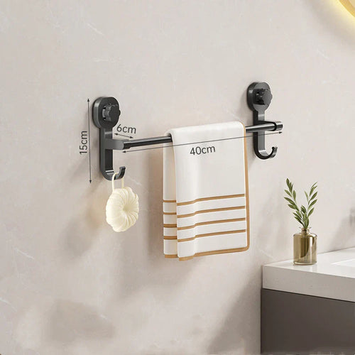 MagnaGrip Power Suction Cup Towel Holder – Black self-adhesive towel holder without drilling Bowlift