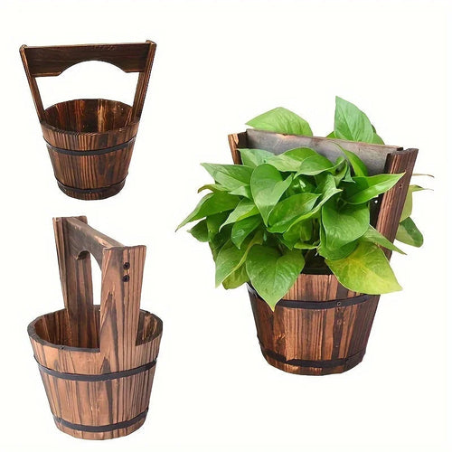 Classic garden flower pots with wood look Bowlift