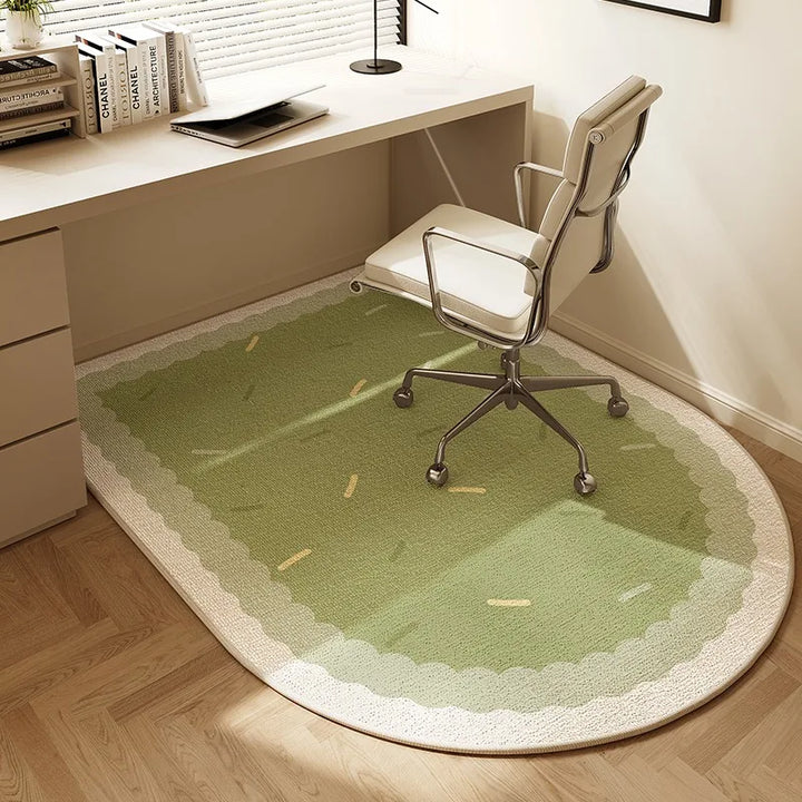 BowLift | Sara Round Office Chair Mat – Beige Striped Non-Slip Carpet Protector