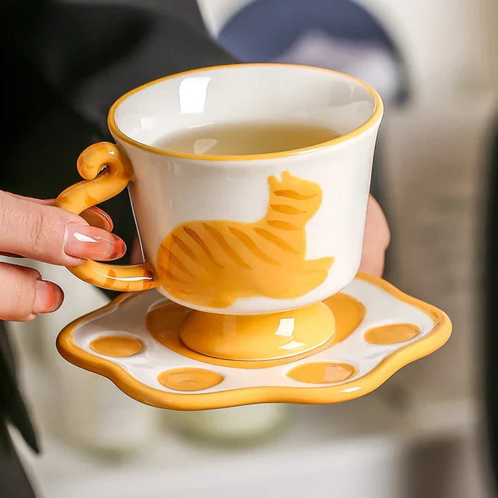 BowLift | Orange Cat Handcrafted Ceramic Coffee & Tea Set