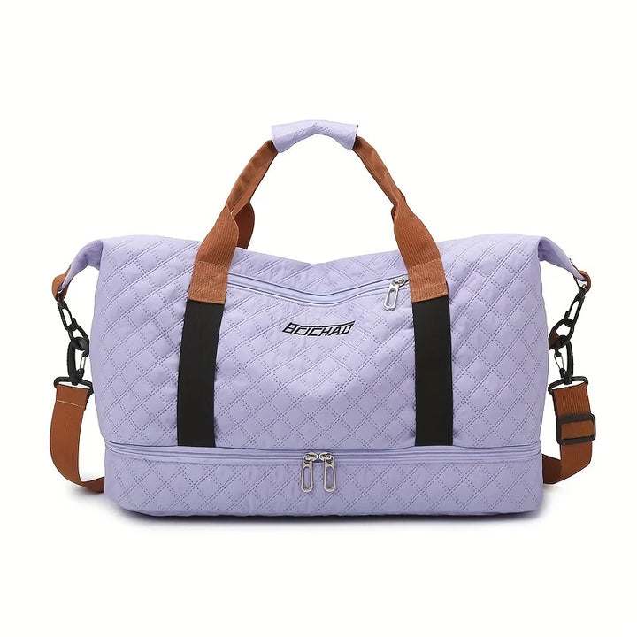 BowLift | Travessia Travel Bag with Shoe Compartment | Large Capacity & Argyle Design | Nylon Weekender for Sports, Short Trips & Everyday Use
