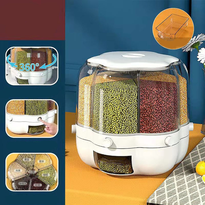 BowLift | 6-Grid Rotating Grain Storage Dispenser